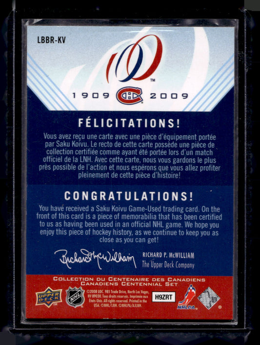 2008-09 Upper Deck Montreal Canadiens Centennial Set - Le Blue Blanc Rouge - Jerseys - Saku Koivu #LBBR-KV