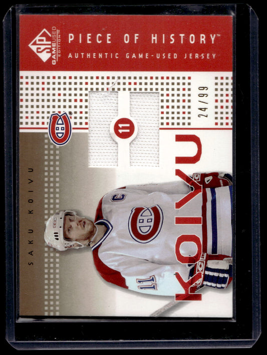 2002-03 Upper Deck SP Game Used - Piece of History - Gold - Saku Koivu #PH-SK /99