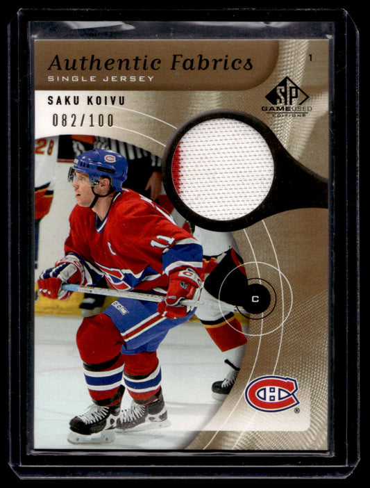 2005-06 Upper Deck SP Game Used Edition - Authentic Fabrics - Gold - Saku Koivu #AF-SK /100