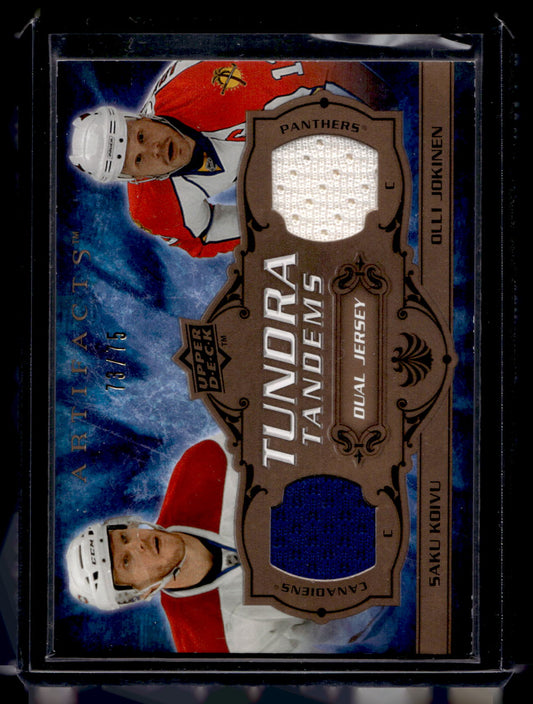 2008-09 Upper Deck Artifacts - Tundra Tandems Dual Jerseys - Copper - Saku Koivu / Olli Jokinen #TT-JS /75