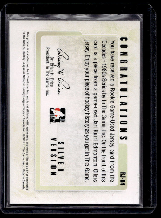 2010-11 In the Game Decades 1980s - Rookie Game-Used Jersey - Silver - Jari Kurri #RJ-04