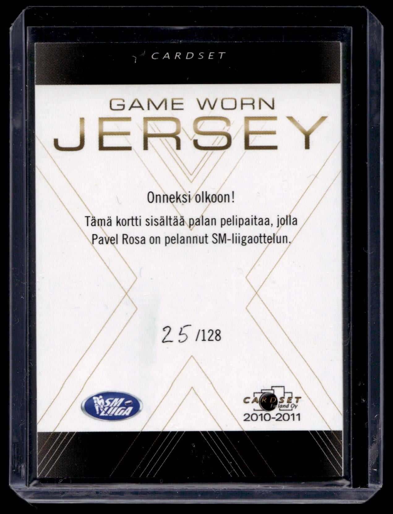 2010-11 Cardset Game Worn Jersey - Pavel Rosa /128