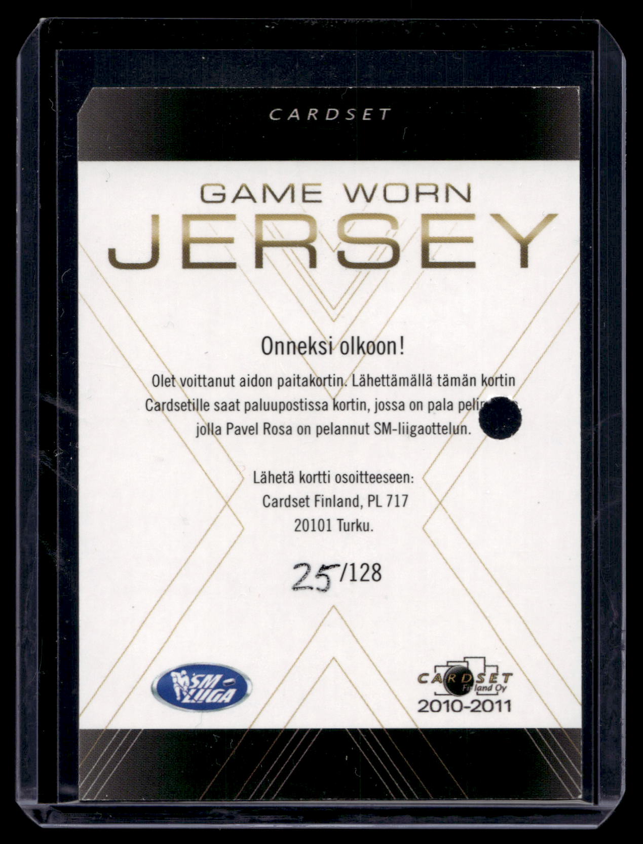 2010-11 Cardset Game Worn Jersey - Pavel Rosa /128