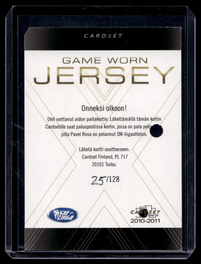 2010-11 Cardset Game Worn Jersey - Pavel Rosa /128