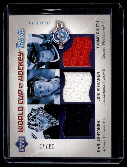 2004-05 Upper Deck - World Cup of Hockey Tribute #WC - Kari Lehtonen / Joni Pitkanen / Tuomo Ruutu #WC-KL/JP/TR /25