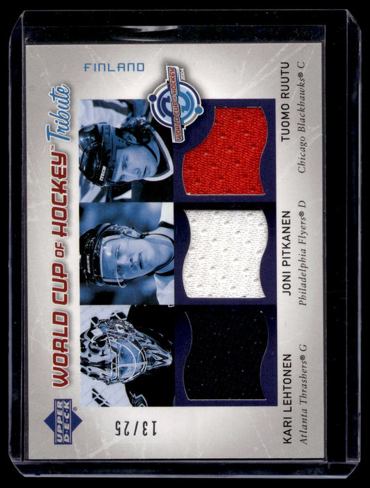 2004-05 Upper Deck - World Cup of Hockey Tribute #WC - Kari Lehtonen / Joni Pitkanen / Tuomo Ruutu #WC-KL/JP/TR /25