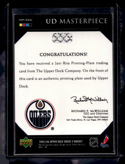 2005-06 Upper Deck - UD Masterpiece - Printing Plate - Magenta - Jani Rita #MP-326 1of1