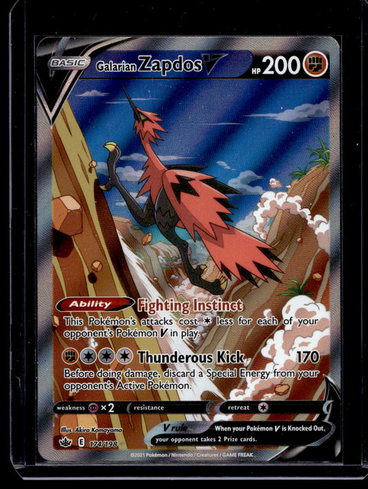 2021 Pokemon Sword & Shield - Chilling Reign -  Alternate Art - Galarian Zapdos V #174