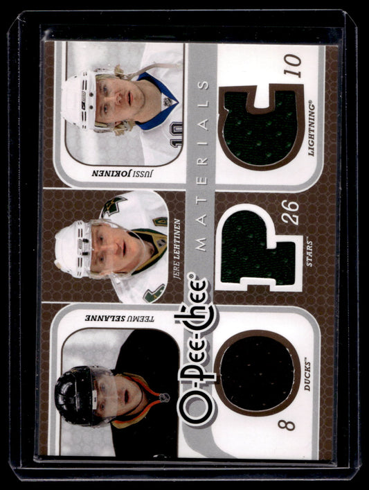 2008-09 O-Pee-Chee - Triple Materials - Teemu Selanne / Jere Lehtinen / Jussi Jokinen #3M-SLJ
