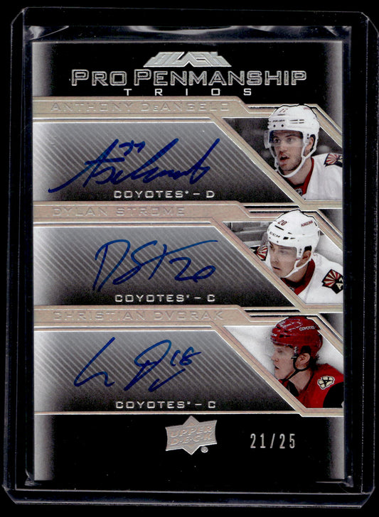 2016-17 UD Black - Pro Penmanship Trios - Anthony DeAngelo / Dylan Strome / Christian Dvorak #PEN3-AZC /25 RY
