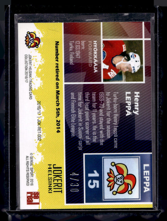 2016-17 Sereal Jokerit - Retired Numbers - Henry Leppä #JOK-RET-002 /30
