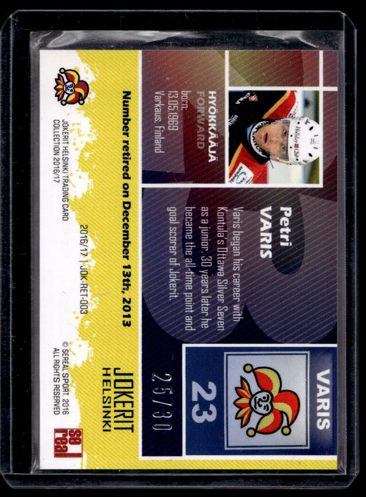 2016-17 Sereal Jokerit Retired Numbers - Petri Varis #JOK-RET-003 /30