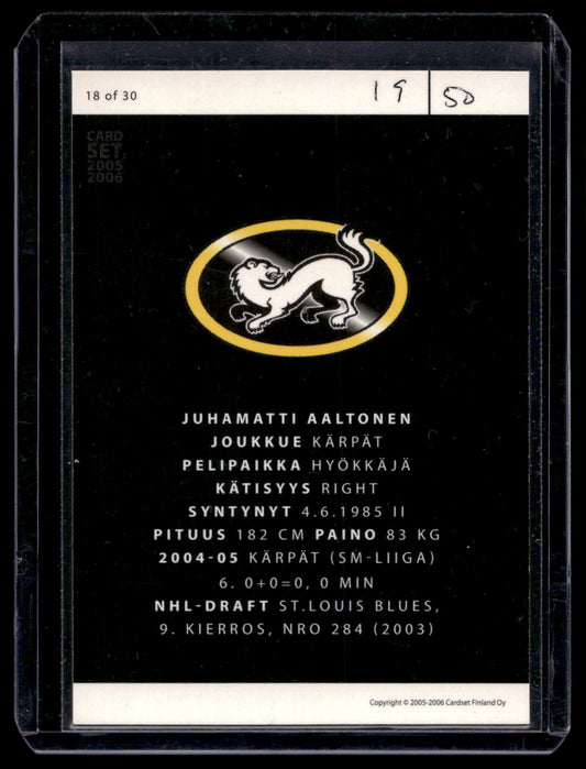 2005-06 Cardset - Future Stars Holo-Silver - Juhamatti Aaltonen #18 /50