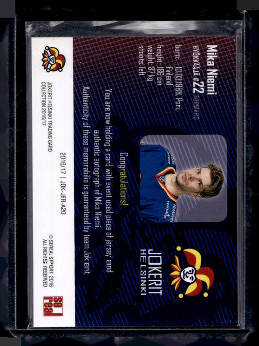 2016-17 Sereal Jokerit Authentic Jersey & Autograph - Mika Niemi #JOK-JER-A20 /50