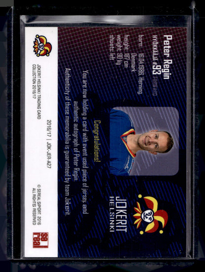 2016-17 Cereal Jokerit Authentic Jersey &amp; Autograph - Peter Regin #JOK-JER-A27 /50