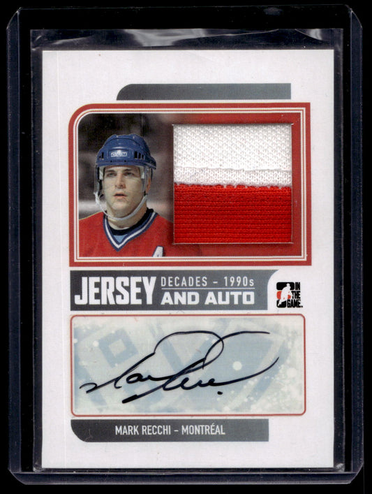 2013-14 In the Game Decades 1990s - Game Used Autograph - Silver Jersey - Mark Recchi #JA-MR PR2