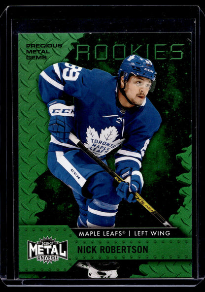 2020-21 Skybox Metal Universe - Precious Metal Gems Green - Rookies - Nick Robertson #107 /10 RC