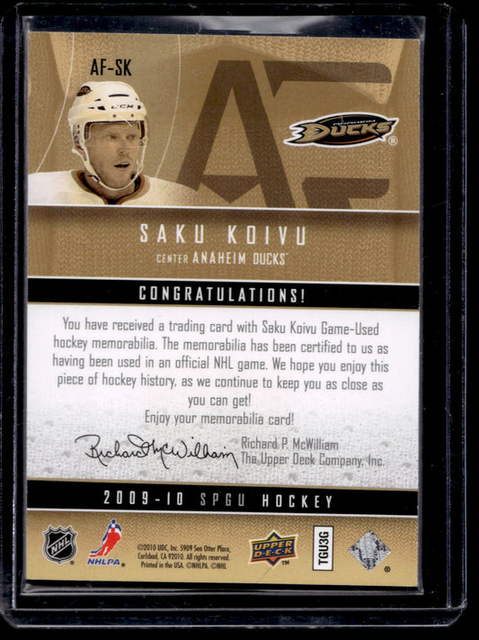 2009-10 Upper Deck SP Game Used Edition - Authentic Fabrics - Gold - Saku Koivu #AF-SK /100