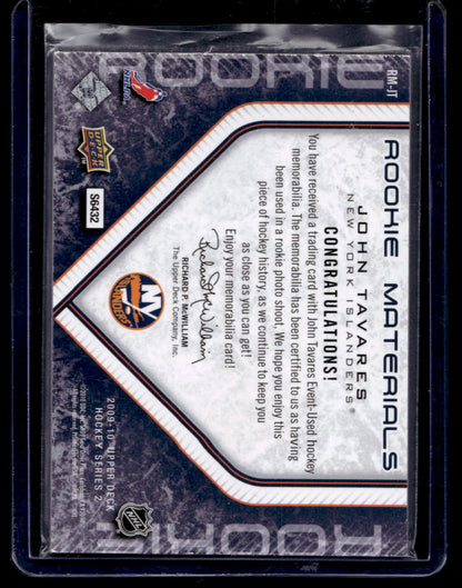 2009-10 Upper Deck - Rookie Materials - John Tavares #RM-JT RY