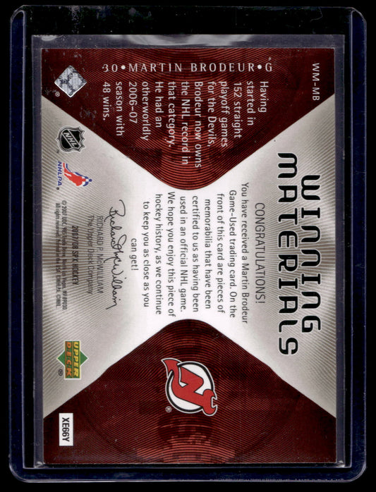 2007-08 Upper Deck SPx - Winning Materials - Martin Brodeur #WM-MB
