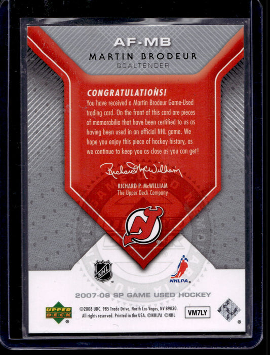 2007-08 Upper Deck SP Game Used Edition - Authentic Fabrics - Martin Brodeur #AF-MB