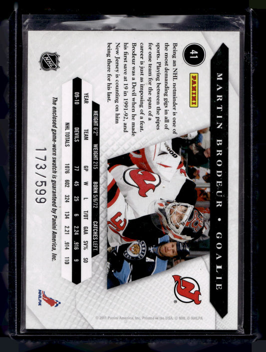 2010-11 Panini Luxury Suite - Jersey - Martin Brodeur #41 /599