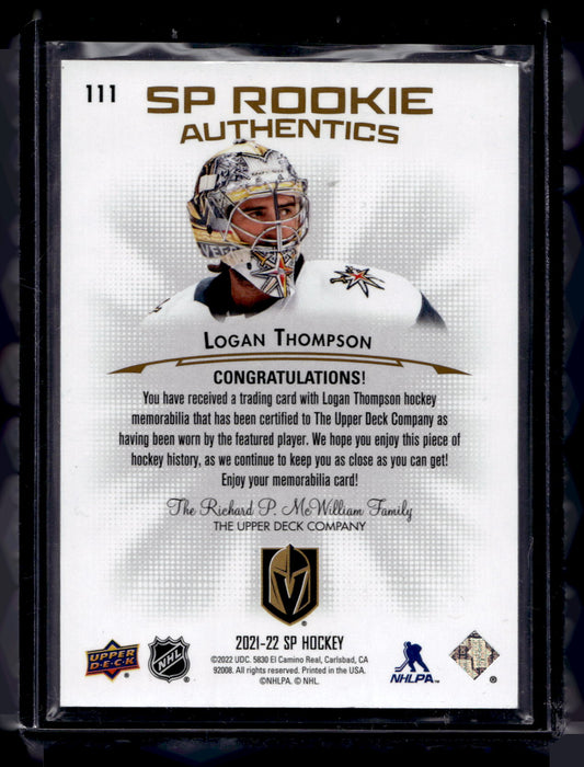 2021-22 Upper Deck SP - Retail Jersey - Rookie Authentics - Logan Thompson #111 RY