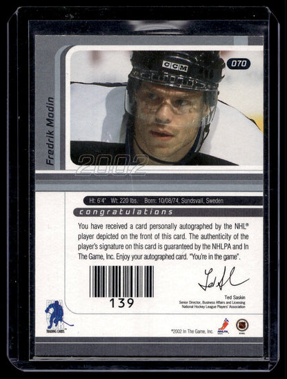 2002-03 In the Game Be A Player Signature Series - Autographs Buybacks 2001 - Fredrik Modin #70