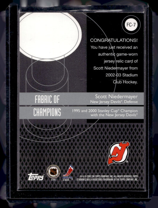 2002-03 Topps Stadium Club - Fabric of Champions - Scott Niedermayer #FC-7