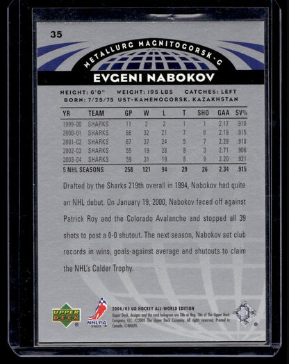 2004-05 Upper Deck All-World Edition - Gold - Evgeni Nabokov #35 /50