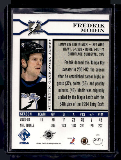 2003-04 Pacific Private Stock Reserve - Patch - Fredrik Modin #201 /420