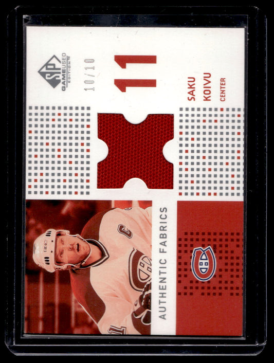 2002-03 Upper Deck SP Game Used - Authentic Fabrics - Rainbow - Saku Koivu #AF-SK /10
