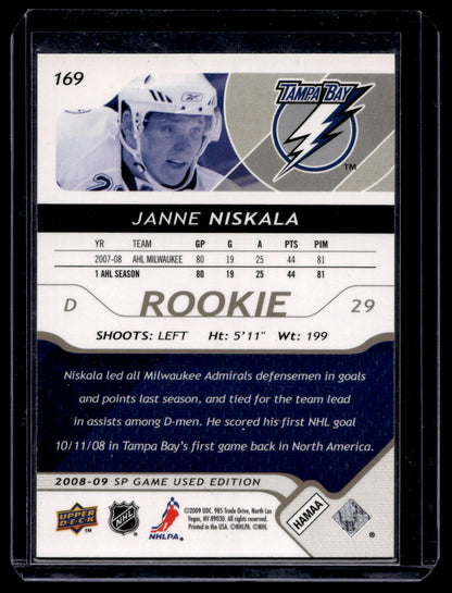 2008-09 Upper Deck SP Game Used Edition - Gold Spectrum - Authentic Rookies - Janne Niskala #169 /10 RC