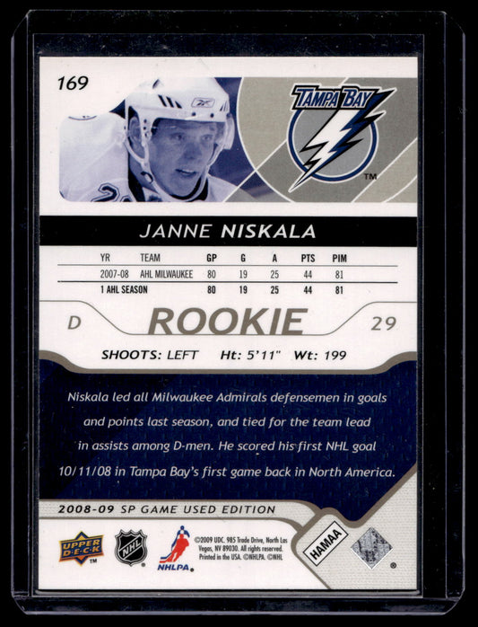 2008-09 Upper Deck SP Game Used Edition - Gold Spectrum - Authentic Rookies - Janne Niskala #169 /10 RC