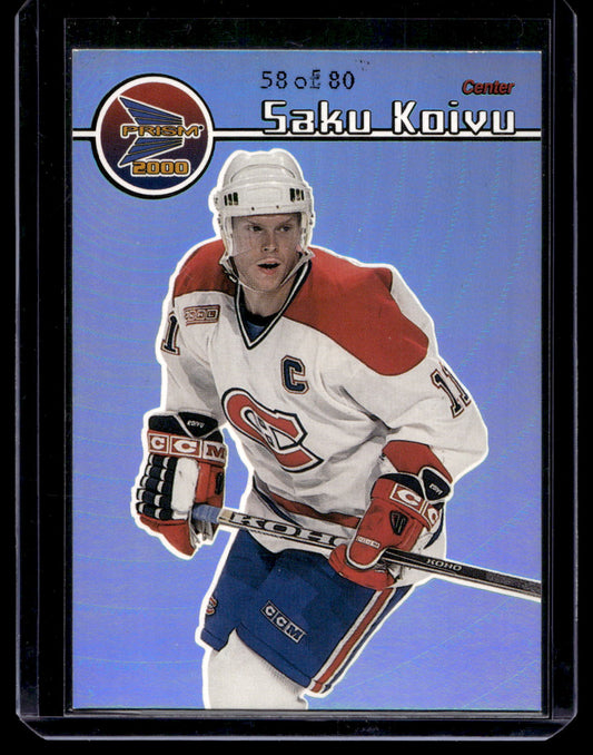 1999-00 Pacific Prism - Holographic Blue - Saku Koivu #72 /80