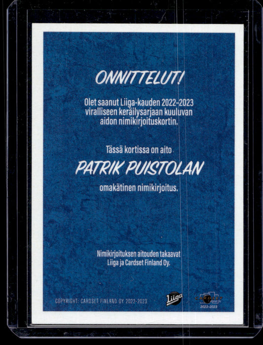 2022-23 Cardset Signature -  Patrik Puistola /100