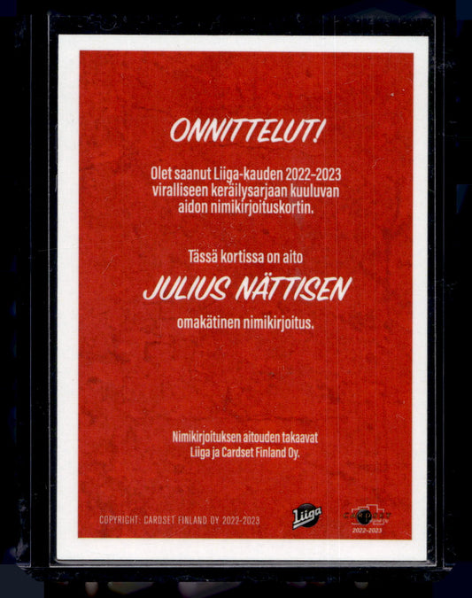 2023-24 Cardset Signature -  Julius Nättinen /100