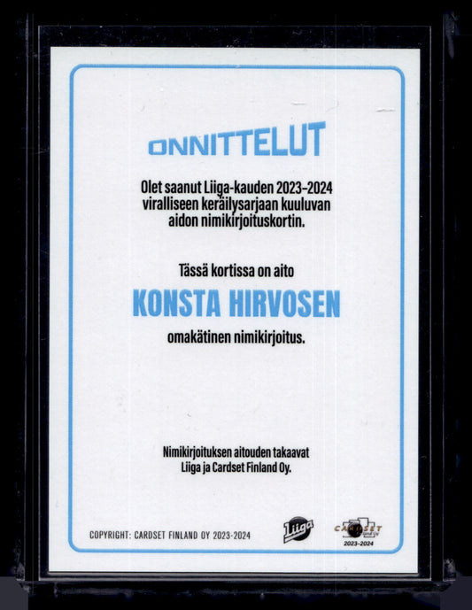 2023-24 Cardset Signature -  Konsta Hyvönen /100