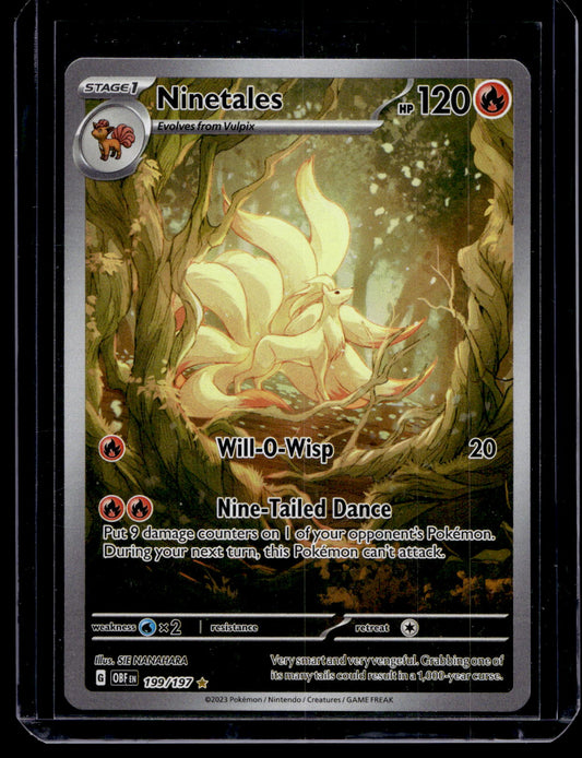 2023 Pokemon - Scarlet & Violet - Obsidian Flames - Illustration Rare - Ninetales #199