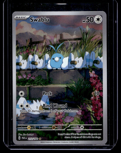 2023 Pokemon - Scarlet & Violet - Paradox Rift - Illustration Rare - Swablu #213