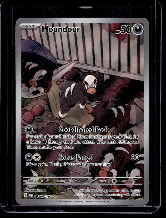 2023 Pokemon - Scarlet & Violet - Obsidian Flames - Illustration Rare - Houndour #204