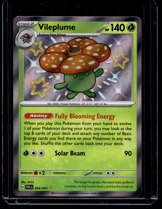 2023 Pokemon Scarlet & Violet - Paldean Fates - Shiny Rare - Vileplume #094