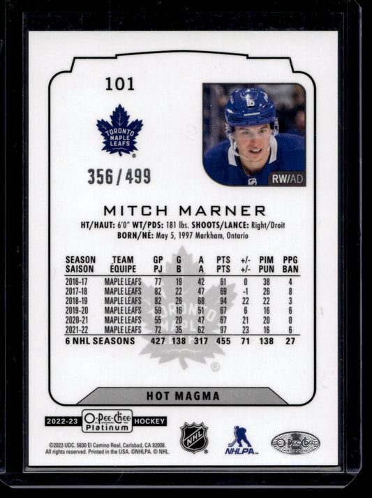 2022-23 O-Pee-Chee Platinum - Hot Magma - Mitch Marner #101 /499