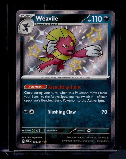 2023 Pokemon Scarlet & Violet - Paldean Fates - Shiny Rare - Weavile #183