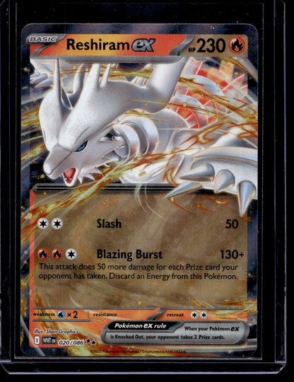 2025 Pokemon Scarlet & Violet - White Flare - Reshiram ex #020 Mikander Sports Cards 2025 Pokemon Scarlet & Violet - White Flare - Reshiram ex #020 Mikander Sports Cards