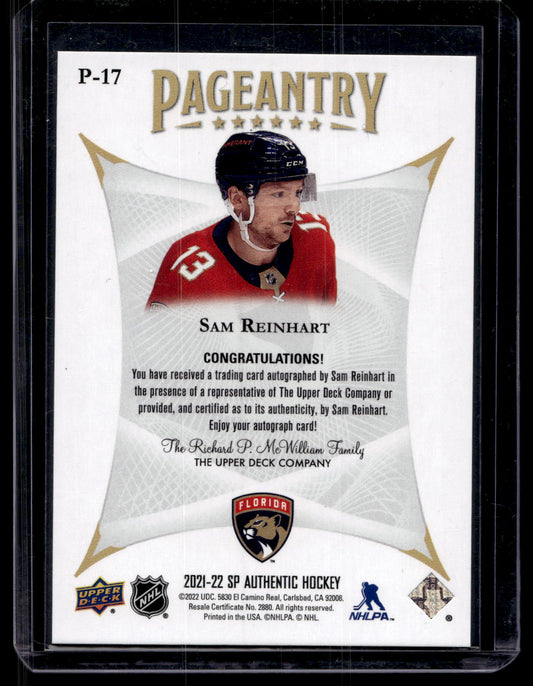 2021-22 Upper Deck SP Authentic - Pageantry - Autographs - Sam Reinhart #P-17