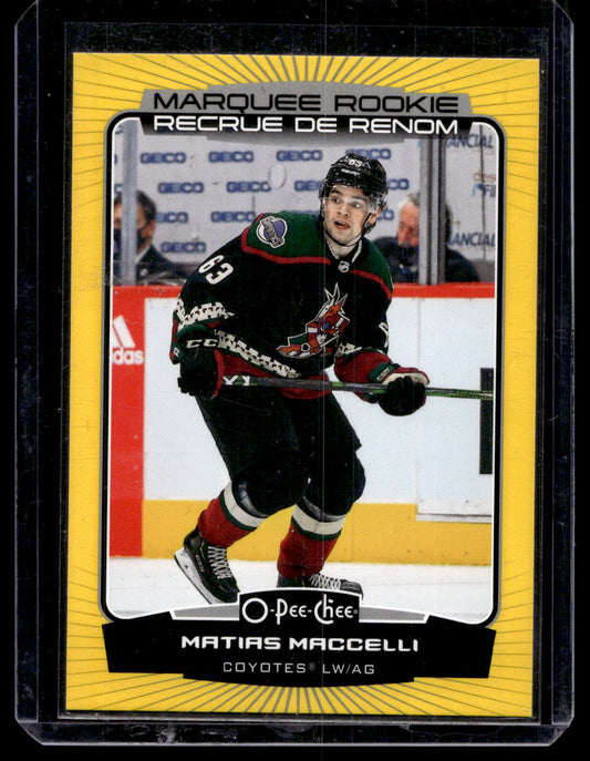 2022-23 O-Pee-Chee - Yellow Border - Marquee Rookie - Matias Maccelli #555 RC
