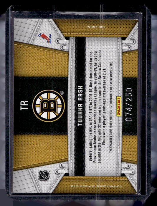 2010-11 Panini Certified - Fabric of the Game - Tuukka Rask #TR /250