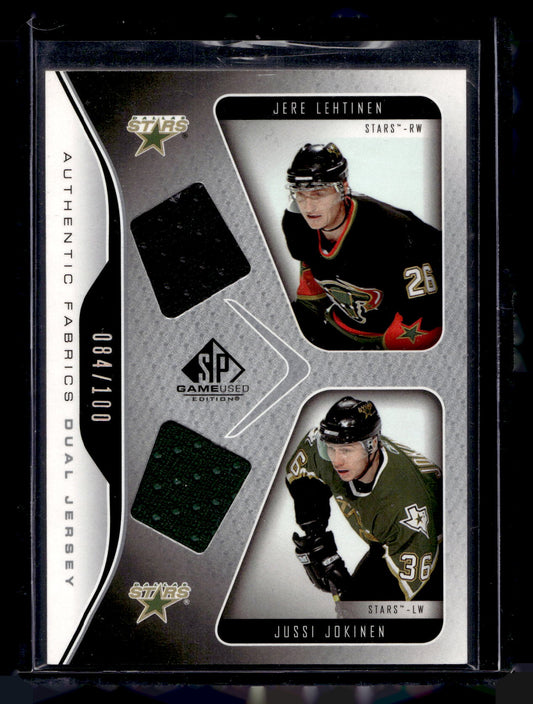 2006-07 Upper Deck SP Game Used Edition - Authentic Fabrics Dual - Jere Lehtinen / Jussi Jokinen #AF2-LJ/100