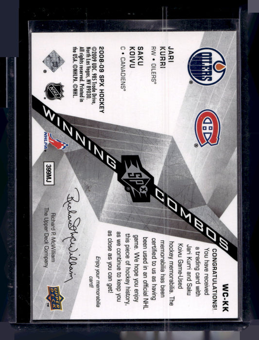 2008-09 Upper Deck SPx - Winning Combos - Jari Kurri / Saku Koivu #WC-KK
